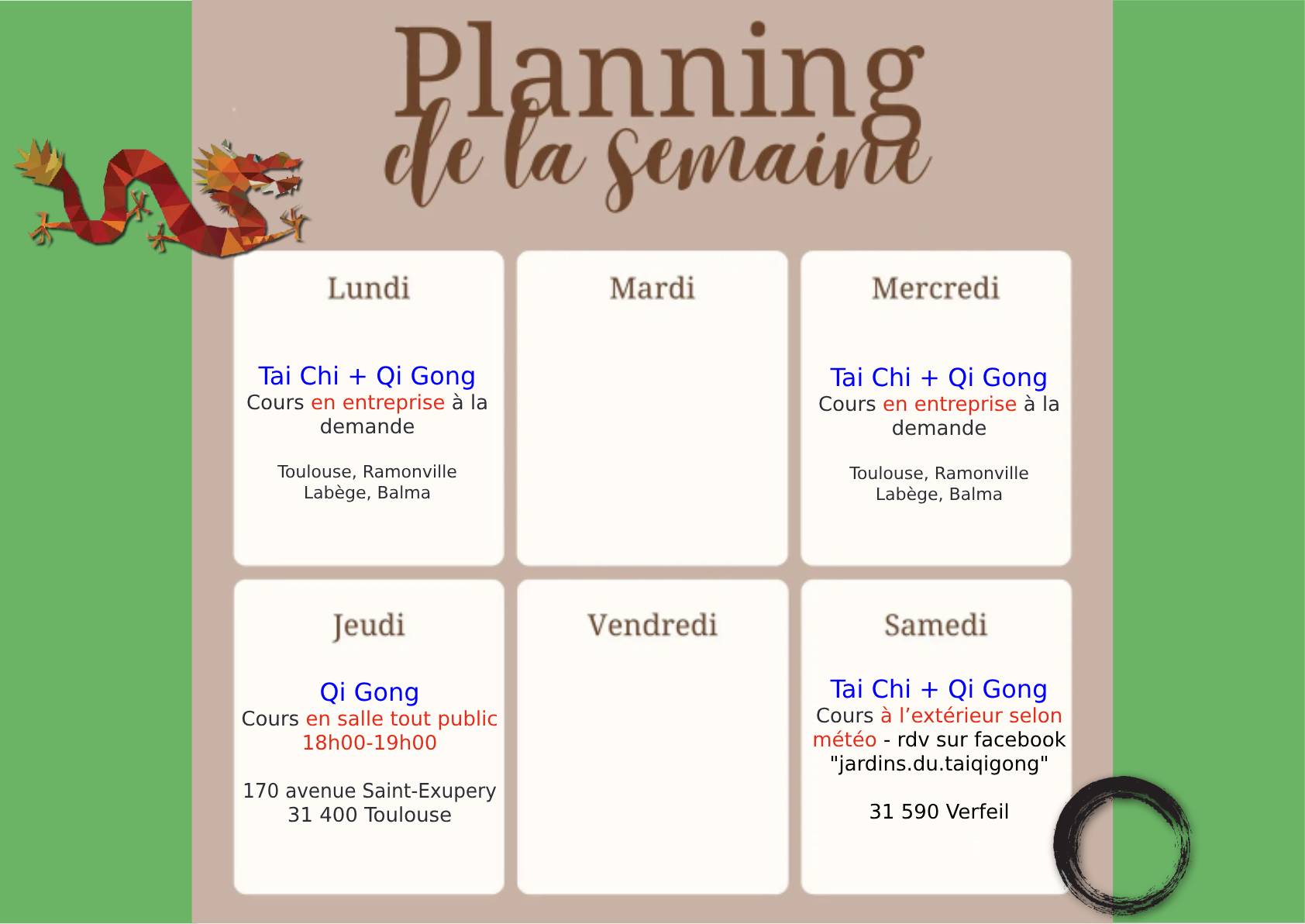 Cours de Taiji quan (ou Tai Chi Chuan) et Qi gong à Toulouse, Labège, Ramonville, Balma